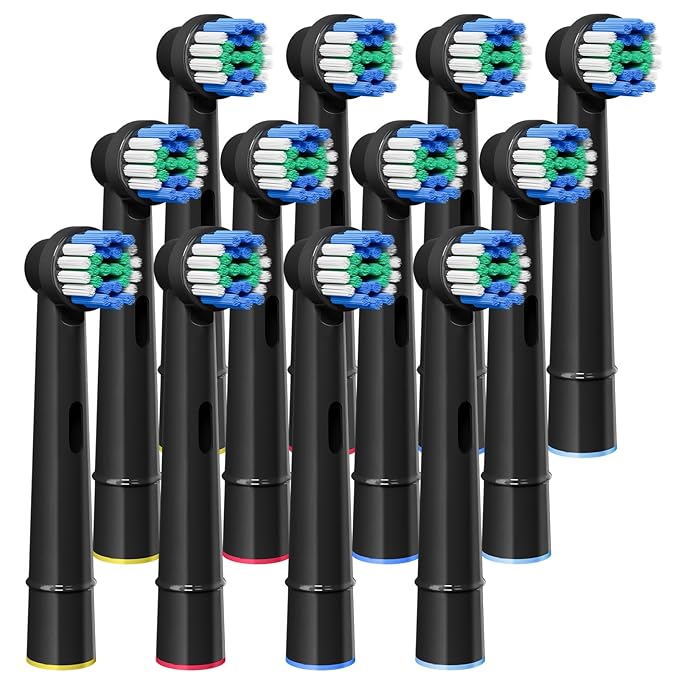 GENKENT 12 Pcs Replacement Brush Heads Compatible with Oral B Braun Electric Toothbrush Heads Black