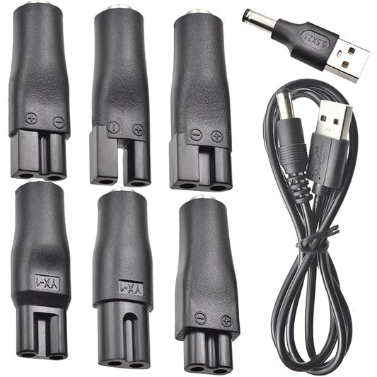 8 PCS Power Cord 5V Replacement Charger USB Adapter Suitable for Hair Clippers, Beard Trimmers, Shavers, Beauty Instruments, Desk Lamps, Purifiers.