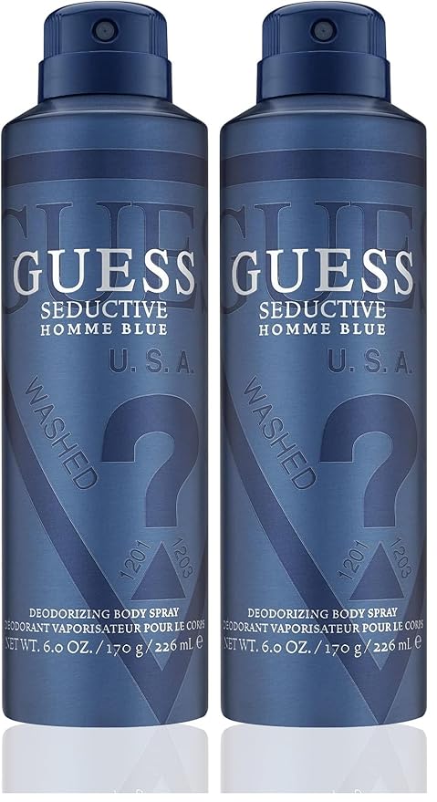Guess Men Body Spray, 6 Ounce | Seductive Homme Blue | Pack of 2