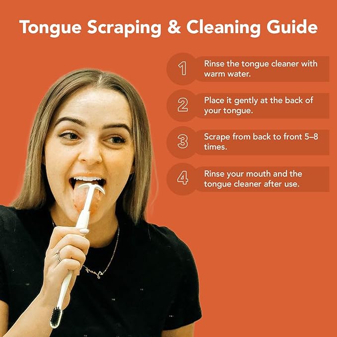 TOKII Tongue Scraper Cleaner Charcoal Bristles Toothbrush for Bad Breath with Waterproof Pouch for Travel, Hygienic Stand and Enviromentally Friendly (White, Pack of 1)
