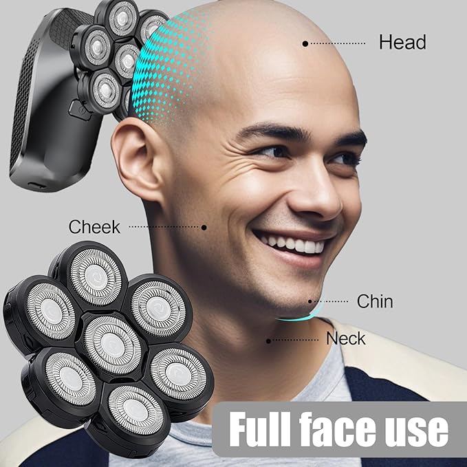 7 Head Shaver Replacement Heads，Head shavers for many brands bald men replacement blades，Shaver Blade Heads Replacement for Electric Razor for Men (3 Pack)