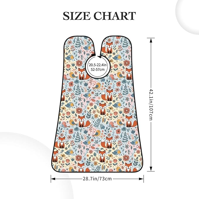 Waterproof Beard Trimming Bib, Non-Stick Hair Catcher for Men Shaving, Grooming Apron for Husband Dad, Floral Flowers Foxes Shave Bib