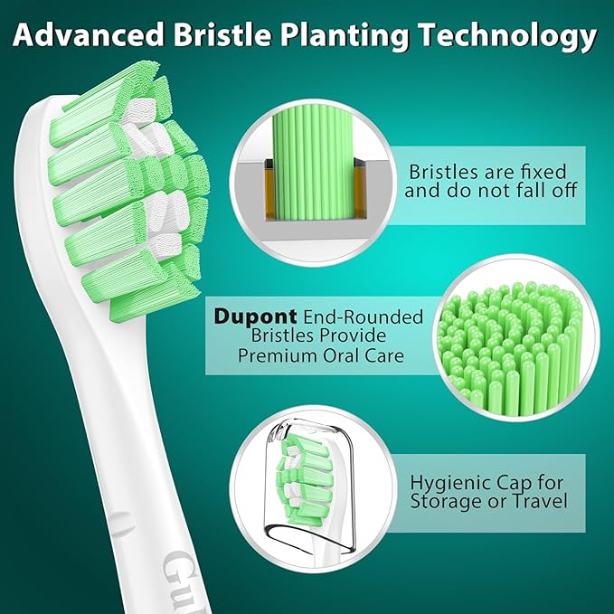 Designed for Sonicare Replacement Heads, Electric Toothbrush Replacement Brush Heads Compatible with Philips Sonicare, 4 Pack, White