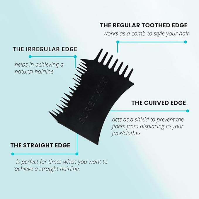 Hair Building Fibers, 15G, with BONUS Pump Applicator, Hairline Comb and 3 Nozzles, Hair and Hairline Filler Kit For Men and Woman (Black)