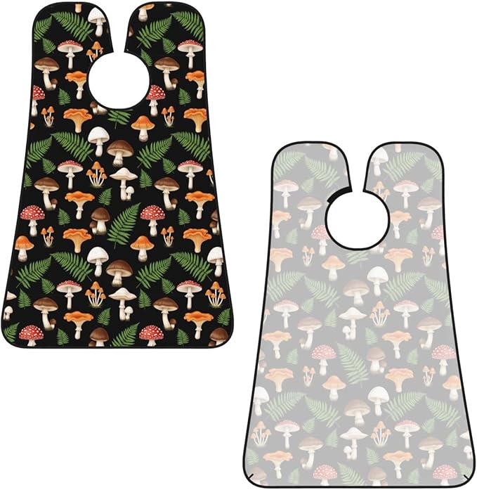 Beard Hair Catcher Bib, Waterproof Non-Stick Grooming Apron for Shaving Trimming, Perfect for Men Dad, Autumn Fall Leaf Mushroom Shave Bib