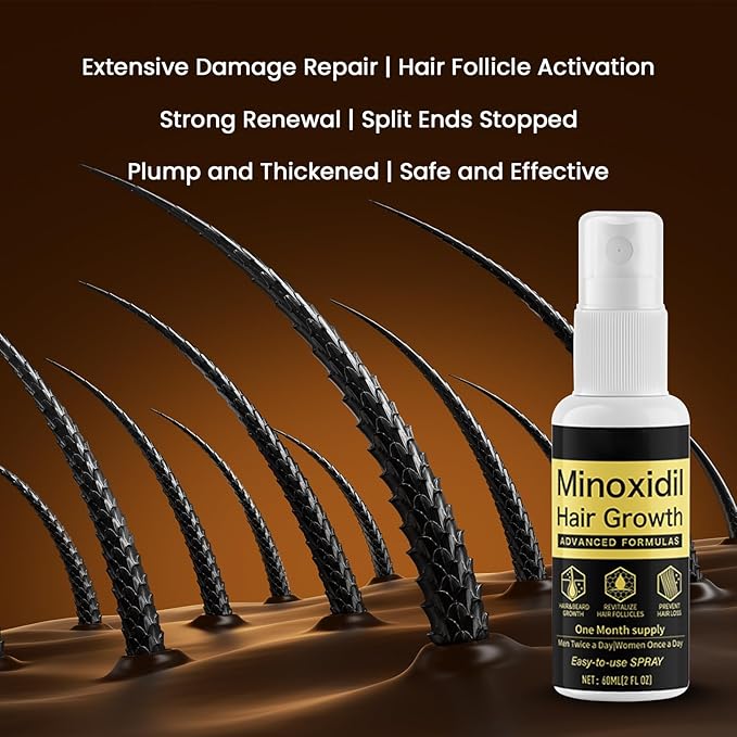 5% Minoxidil for Men & Women, Minoxidil Hair Growth for Women,Hair Growth Treatment for Thicker Longer -Advanced Formula Hair Regrowth Spray and Topical Solution for Thinning Hair and Beard 3 pack