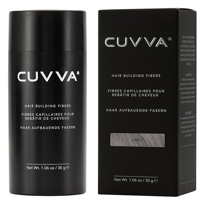 CUVVA Hair Building Fibers (30g) - Instantly Fill in Fine and Thinning Hair to Create a Thicker, Fuller Look - 13 Different Shades for Men & Women - Gray