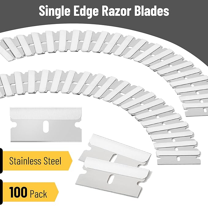 Bates Single Edge Razor Blades, 100 Pack, Stainless Steel Straight Edge Razor Blades