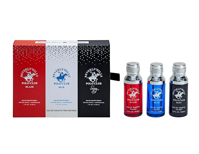 Beverly Hills Polo Club Men's Fragrance Gift Set - 3-Piece Long-Lasting Eau de Toilette Collection - Blaze, Blue, Sexy Scents - Affordable Luxury Cologne for Him
