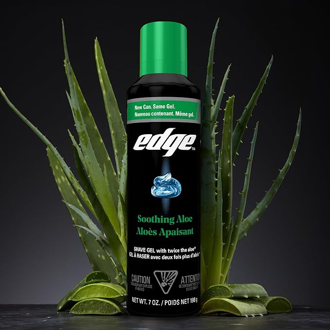 Edge Shaving Gel for Men, Soothing Aloe with Twice The Aloe, (6 Pack) - Shave Gel For Men That Moisturizes, Protects and Soothes To Help Reduce Skin Irritation
