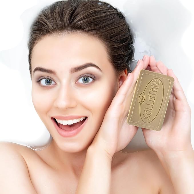 Kalliston, Aloe Vera Soap Bar and Pumice Stone, Olive Oil extracts, hypoallergenic, all-natural soap bars from Greece, Pack of 4