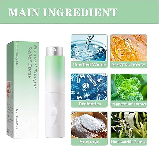 Ujicde 2PCS Canada Polumna Fissured Tongue Relief Spray, 8ml Breath Freshener Spray, Polumna Fissured Tongue Treatment, Remove Bad Breath and Freshen Breath (Color : Oolong Tea)