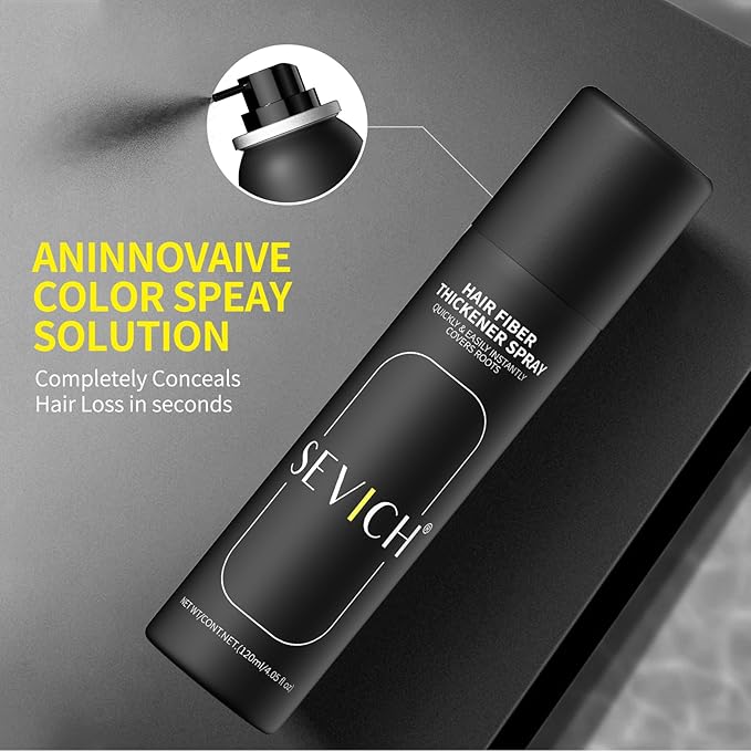 Sevich Hair Fiber Spray for Thinning Hair - Hair Building Fibers Instant Thickening for Men & Women, Waterproof & Sweatproof Root Touch Up Spray, 120ml (Dark Brown)