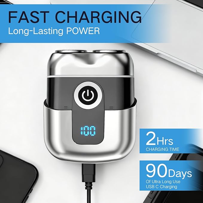 Electric Foil Shavers for Men, Mens Electric Razor Mini Shaver, Beard Trimmer for Men with Pop Up Trimmer,USB-C Fast Rechargeable - Lightweight Handheld Design for Travel & Home