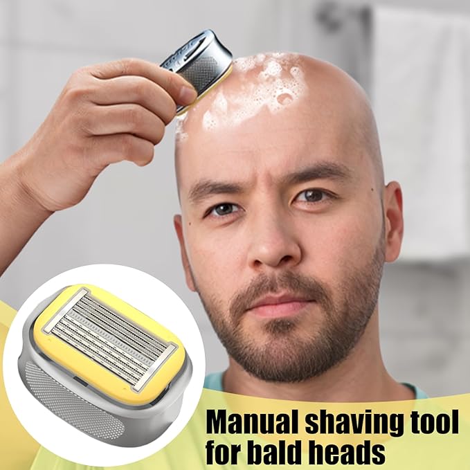 Manual Head Shaver - Bald Shaving Tool, Hair Clipper Groomer, Portable Handheld Razor, Stainless Steel Blade | Efficient Grooming Device for scalp legs arms face daily travel seniors athletes barber u