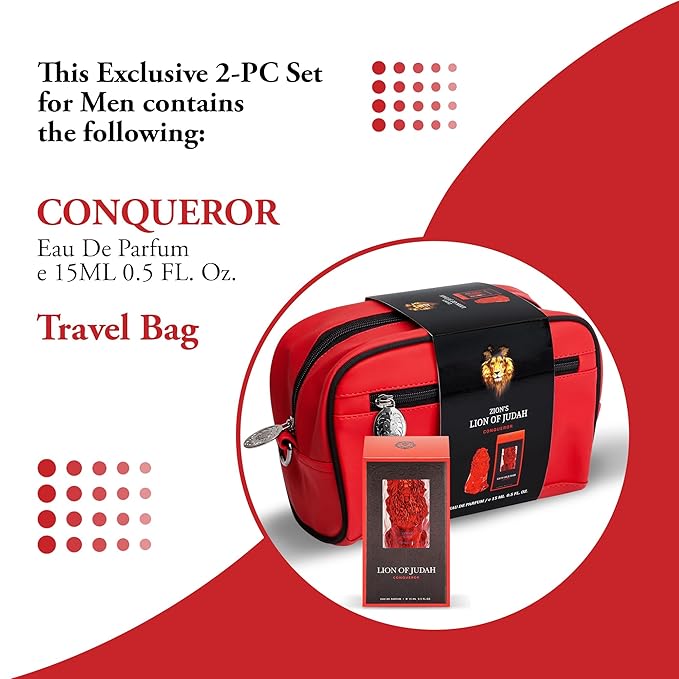 Conqueror Eau de Parfum Gift Set for Men | 15ml Long-Lasting EDP + Premium Travel Toiletry Bag | Bold Masculine Fragrance | Luxury Men’s Gift.