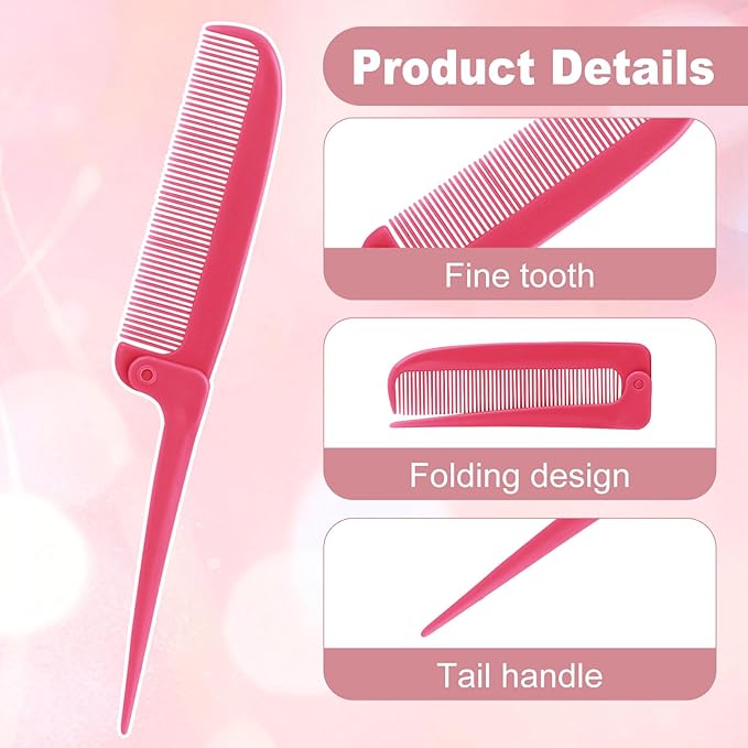 Folding Combs Travel, 20 Pcs Hair Parting Comb, Fine Tooth Hair Pick for Braiding, Coloring and Styling