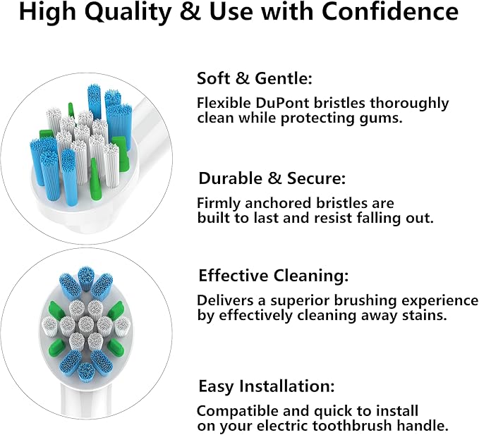 Replacement Toothbrush Heads Compatible with Oral-B Braun, 12 Pack with Color-Coded Rings for Family – Deep Clean for Wide Spaces, Fits 7000/Pro 1000/500/3000 Series – Medium Stiffness