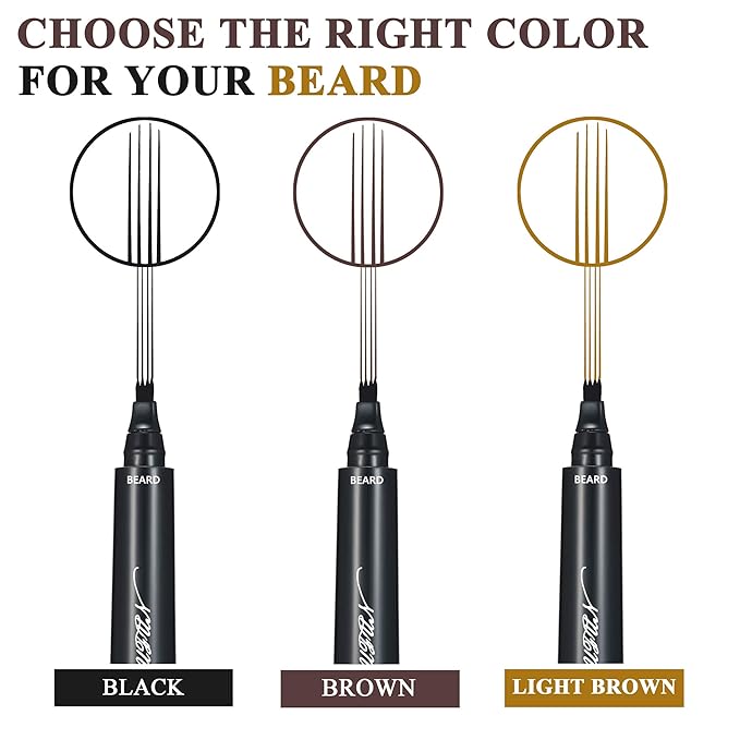 Beard Pencil Filler for Men - Sweat Proof, Water Resistance, Long Lasting & Natural Finish barber Pencil, Mustache Repair Shape (LIGHT BROWN)