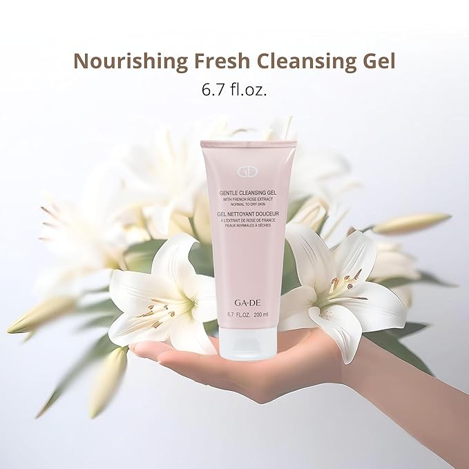 GA-DE Gentle Cleansing Gel - Normal to Dry Skin - Nourishing Fresh Cleansing Gel with French Rose, Purple Orchid, and Vitamin E - 6.7 oz