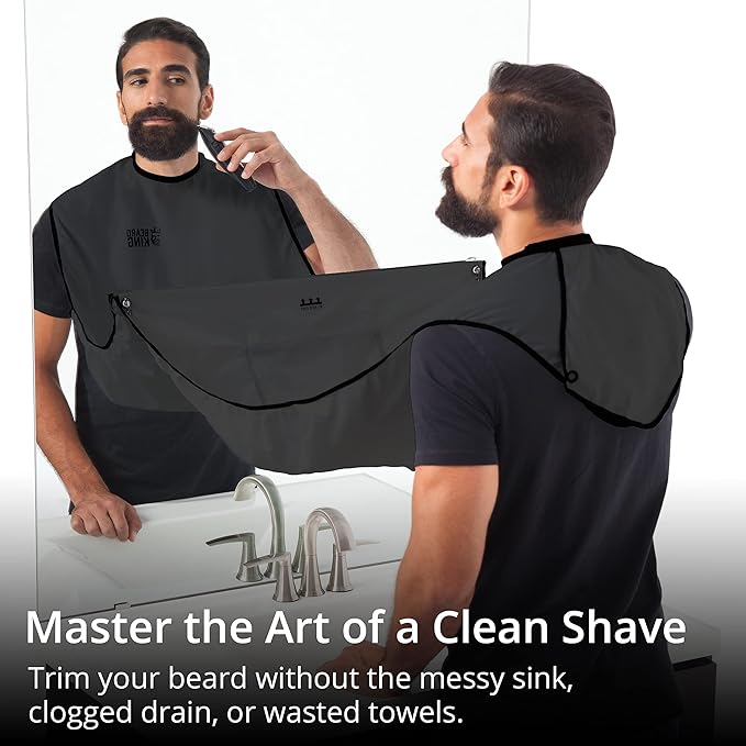 Beard King Beard Bib Apron - As Seen on Shark Tank – Gifts for Him, Stocking Stuffers for Men, Mens Gift, Black