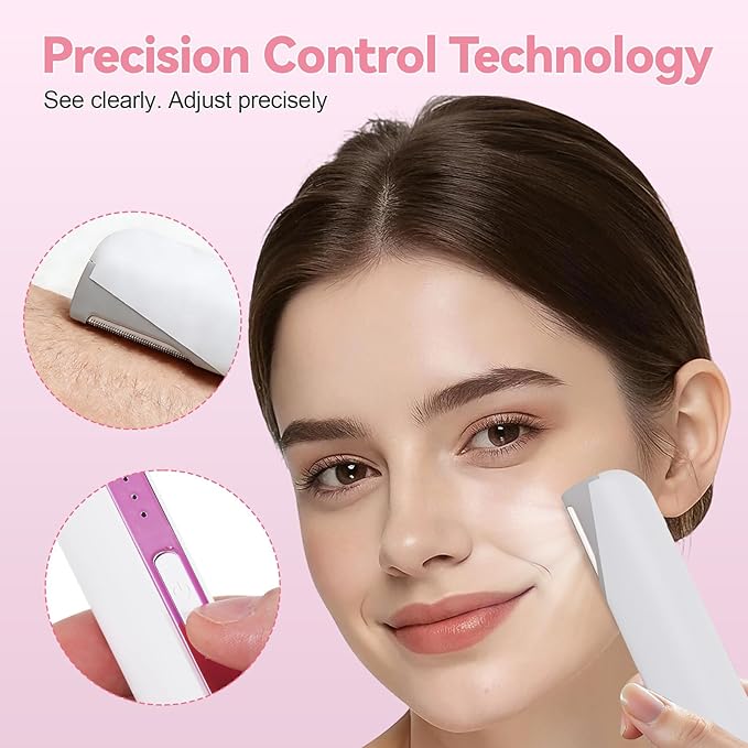 Sonic Dermaplaning Facial Hair Remover for Women, Gentle Peach Fuzz Removal Tool, Precision Control, Safe for Sensitive Skin, Portable & Rechargeable At-Home Skincare (Cameo Pink)