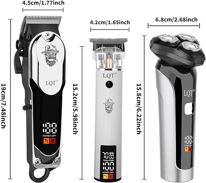 Professional Barber Kit for Men, Cordless Hair Clipper, Trimmer & Rotary Shaver Set with LED Display, USB-C Rechargeable Battery,Precision Blades,Adjustable Speeds,Low Noise,Grooming Gifts for Men