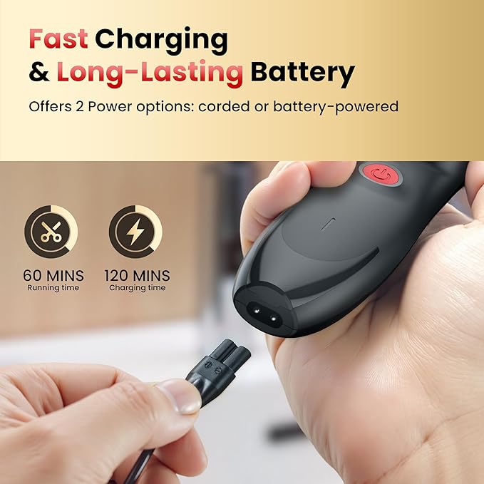 Hair Clippers for Men, Cordless Hair Clipper Kit, Adjustable 4 Length Setting, 2-Speed Settings, Replaceable Ceramic Blade Heads, Rechargeable Hair Clippers for Family (Red)