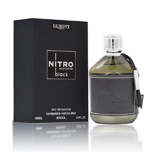 Dumont Nitro Black Eau De Parfum - Mysterious Fruit & Woody Scent - 3.4 Fl Oz