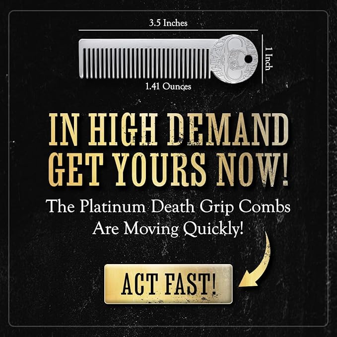 Metal Mustache & Beard Comb – Dual-Sided Pocket Comb for Men, Fine & Wide Teeth for Precise Styling – Durable, Compact, Travel-Friendly Grooming Tool for Facial Hair Care