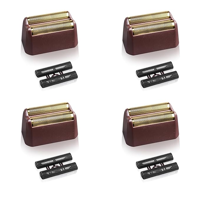 Professional 5 Star Series Finale Shaver Replacement Foil and Cutter Bar Assembly Compatible with Shaver Foil 7031-100, 7043-100 Super Close Shaving Replacement Heads (Red 4 Pack)