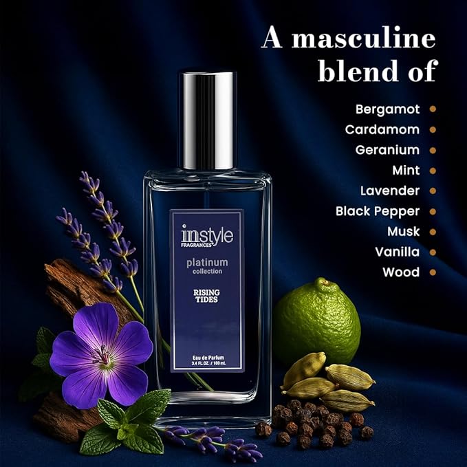 Instyle Fragrances Platinum Collection Rising Tides, Inspired by JPG’s L.e Male, Premium Men’s Eau de Parfum, CLEAN, Vegan, Paraben-Free, Never Tested on Animals, 3.4 Fluid Ounces
