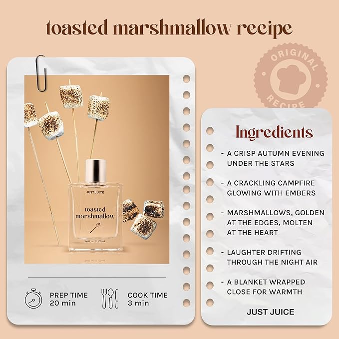 Just Juice Toasted Marshmallow - Vanilla Perfume for Women and Men - Gourmand Perfume with Caramel, Marshmallow, Amber Notes - 3.4 oz