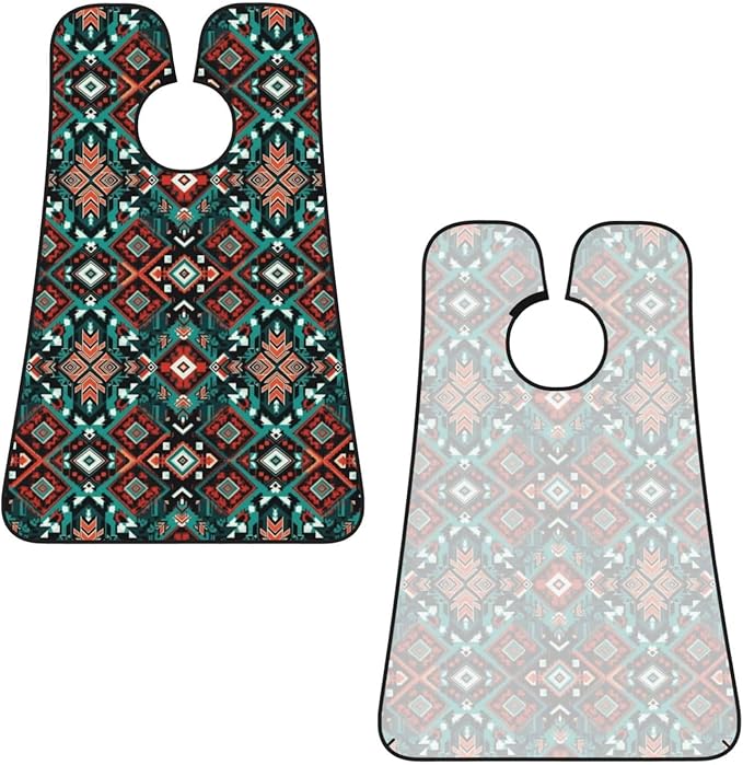 Beard Hair Catcher Bib, Waterproof Non-Stick Grooming Apron for Shaving Trimming, Perfect for Men Dad, Ethnic Aztec Geometric Indiana Western Southwest Pattern Shave Bib