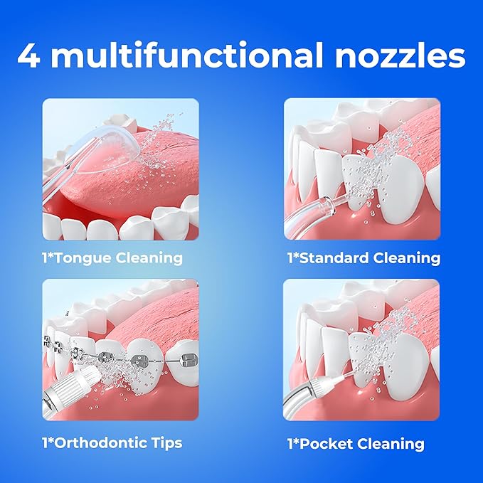 Operan 300ml Cordless Water Dental Flosser, Portable Water Flossers for Teeth, 4 Pulse Modes IPX7 Waterproof Oral Irrigator with 4 Tips, 21 Days Runtime for Travel, Home, Braces, Gum Care, Black+1Pack