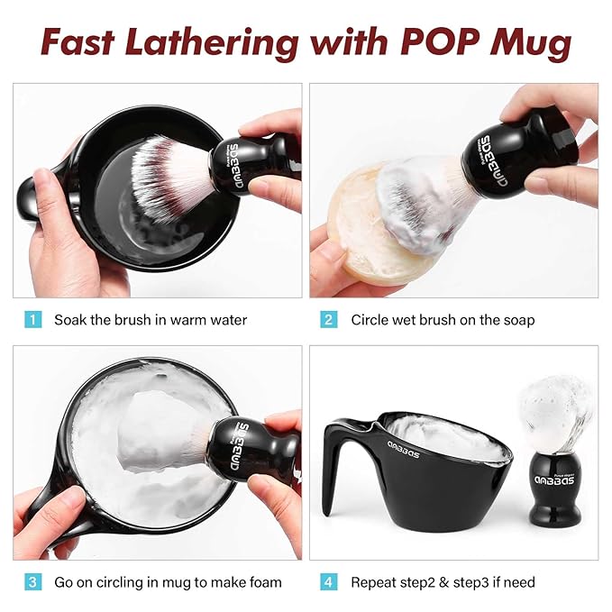 Anbbas Shaving Brush with Synthetic Badger Bristles Wood Handle,Melamine POP Mug for Lathering and 3.5oz Shaving Soap for Men Wet Shave,Women Girls Hair Removal