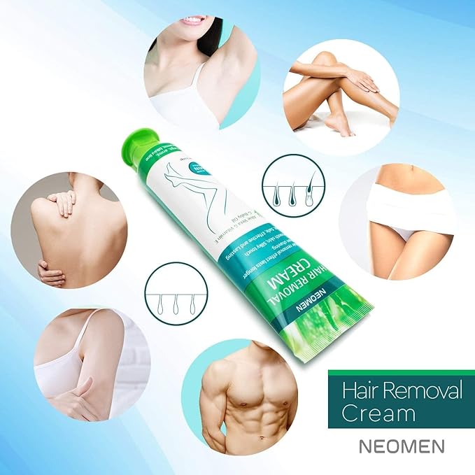 Hair Removal Cream for Men & Women: Painless Depilatory for Sensitive Skin & Intimate Areas, Moisturizing with Aloe Vera & Vitamin E, Safe for Face, Underarms, Bikini, Arms (3.7 Fl Oz (Pack of 1))