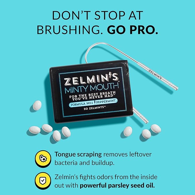 Zelmin's Tongue Scraper – Dual-Handle Tongue Cleaner for Odor-Free Breath Before Meetings, Meals, Flights & Dates – Durable Rust-Resistant Oral Hygiene Tool