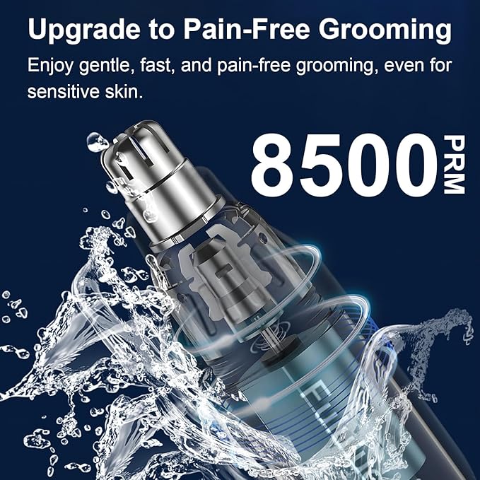 Fululuer Nose Hair Trimmer for Mens and Women | Rechargeable 4-in-1 Ear, Nose, Eyebrow & Beard Trimmers | 8500 RPM | USB Charging | Washable, LED Indicator (Jet Black)