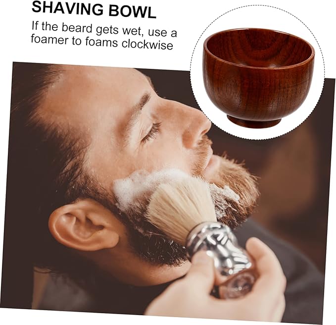 GARVALON Wooden Shaving Soap Bowl Mug for Men Thick Polished Wood Shave Soap Container Easy to Clean Stylish Beard Lather Cup for Smooth Wet Shaving