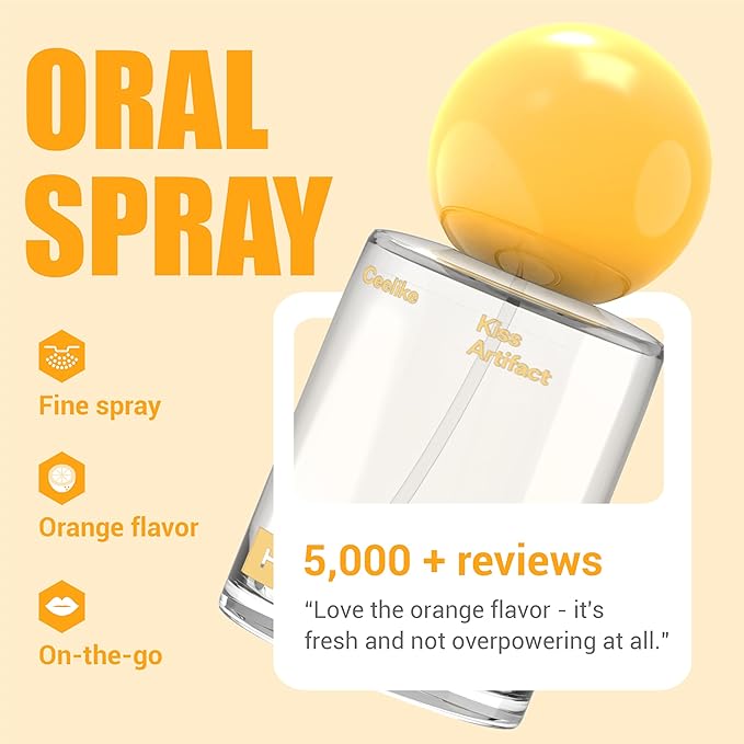Oral Spray 2-Pack – Fresh Breath Spray with Orange & Lemon Flavor, 20ml Each – Natural Mouth Spray for Bad Breath, Breath Freshener
