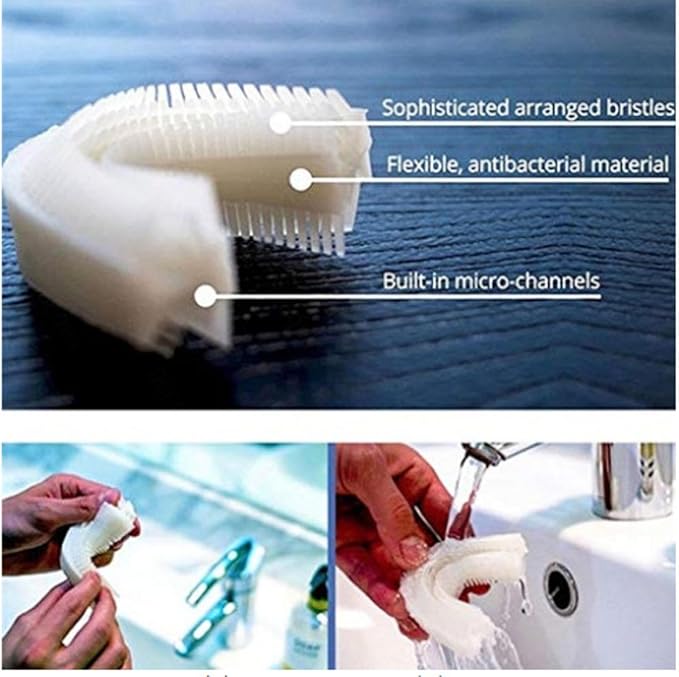 VIDECOR Automatic Electric Toothbrush for Adults, 360 Degree Ultrasonic Electric Toothbrush, 100% Food Graded Silicone Electric Travel U Shape Toothbrush,White