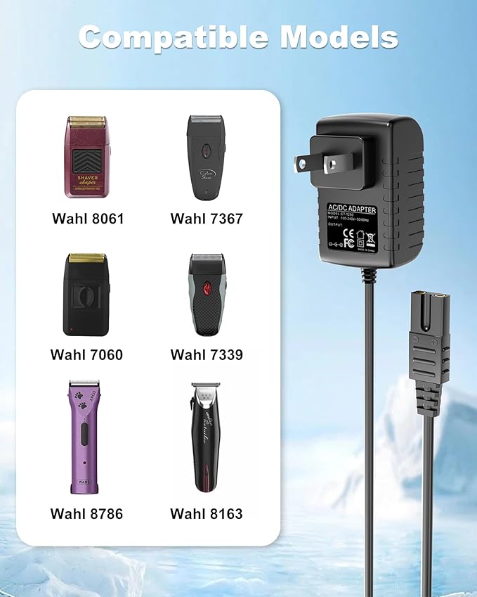 WUKUR 2V Shaver Charger Compatible with Wahl 8061, 8786, 8163, 7367, 7357, 7353, 7029, 7060, 7035, 7339, 7356 5-Star Series Clipper Trimmer