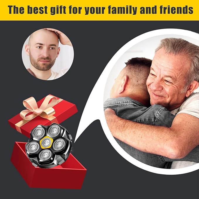 6 Blade Magnetic Replacement Shaving Heads Compatible with 6D Blade Head Compatible with Head Shavers for Bald Men,3Pack Travel Size