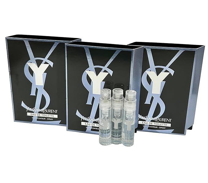 YVES SAINT LAURENT YSL Y Men Sample Perfume EDT Spray Trial Size Partially Filled Vials 1.2 ml / 0.04 fl oz (set of 3)