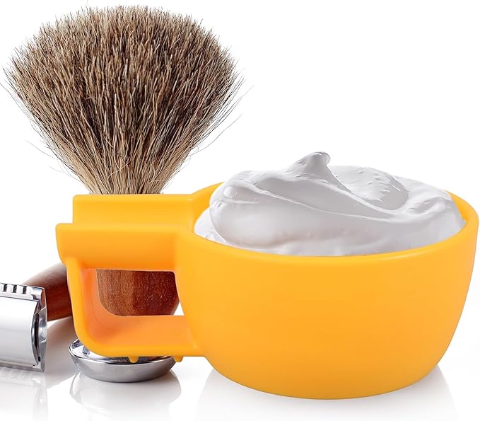 PRETYZOOM Shaving Cream Bowl Shaving Soap Bowl Small Thickened Wide Mouth Design Yellow and Daily Bathroom Use