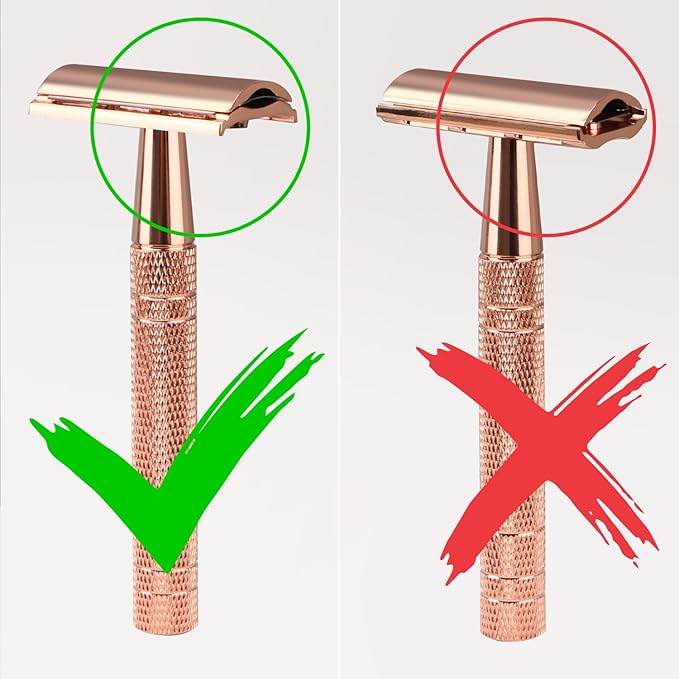 Rose Gold Double Edge Safety Razor, Single Blade Razors for Women, with 10 Platinum Coated Safety Razor Blades, 1 Blade Razors, Anti-slip Handle, Metal Material, Reusable, Eco-friendly, Smooth Shaving