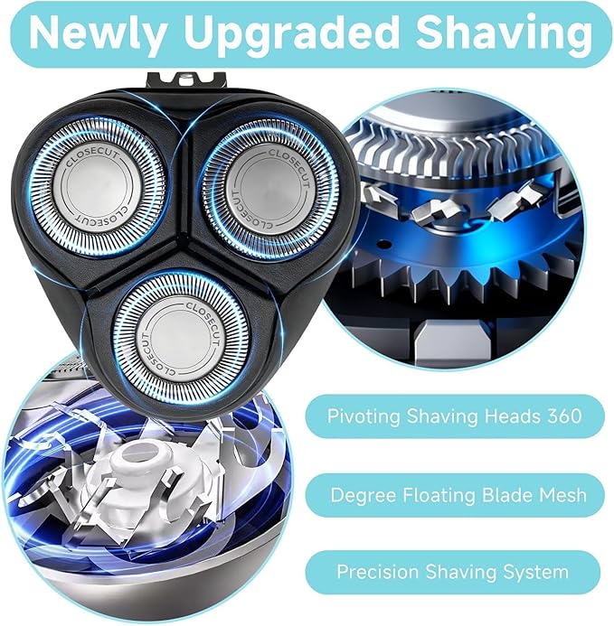 6Pcs SH30 Replacement Heads for Philips Norelco Shaver Series 1000, 2000, 3000, 4000, and 5000 Razors, Shaver Replacement Blades with High Performance, Shave Wet and Dry, with 2 Brushes