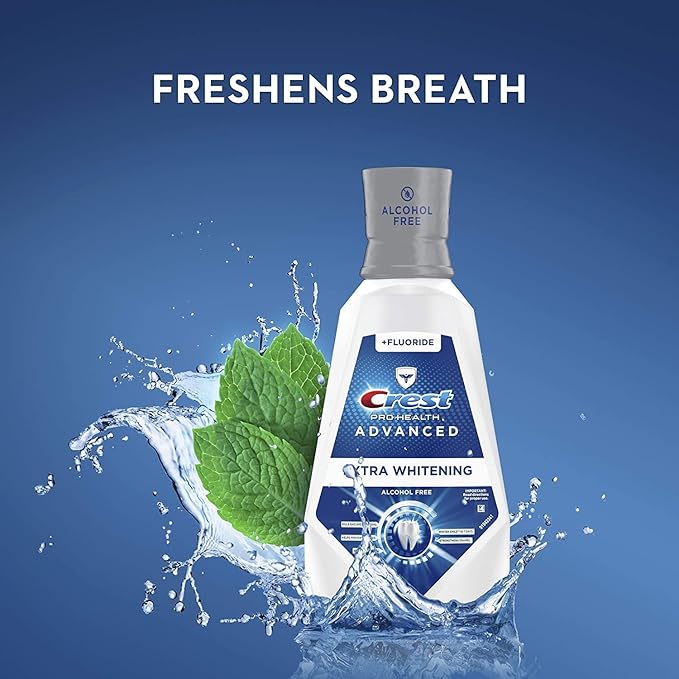 Crest Pro-Health Advanced Mouthwash, Extra Whitening, Energizing Mint | Alcohol Free | 946 mL | Pack of 2