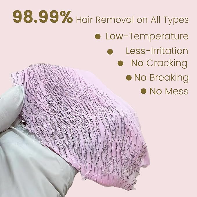 Wax Beads 2.5lb,Hard Wax Beads Suitable for Brazilian Bikini & Coarse Hair, Sensitive Skin Hard Wax for Hair Removal (Face/Body/Armpit), Refill Wax Bags for At-Home Waxing (Rose)
